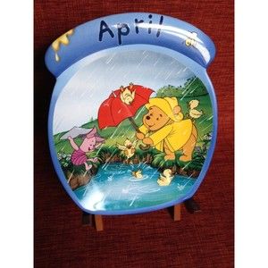 Winnie the Pooh April Calendar Plate Whole Year Through Bradford birthday